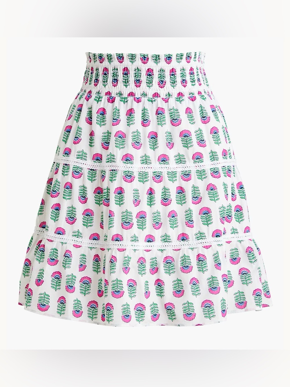 J. Crew Smocked Tiered 100% Cotton Mini Skirt